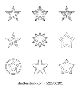 Geometric figure star icons set. Outline illustration of 9 geometric figure star vector icons for web