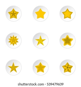 Geometric figure star icons set. Flat illustration of 9 geometric figure star vector icons for web