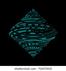 A geometric figure with stripes and squares. Abstract vector.