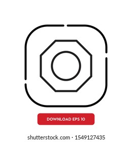 Geometric figure symbol, octagon outline vector icon