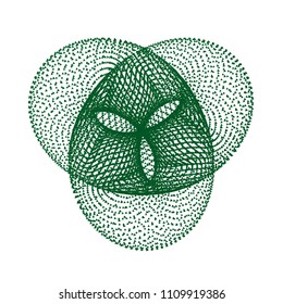 Geometric figure torus knot. Torus knot consists of a set of diamonds 3D. Vector illustration.