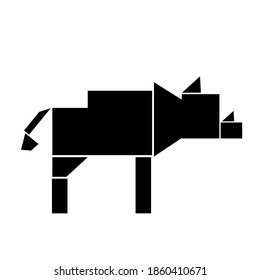 Geometric figure of wild boar or pig.  Black silhouette isolated on white background. Vector geometric stock icon or logo. Concept for web design, printing, cover.

