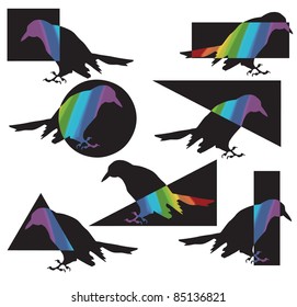geometric figures and birds (symbols and icons vector)