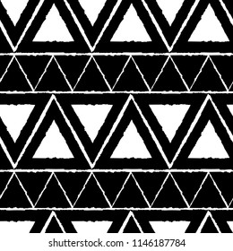 Geometric figures. Black and white print. Seamless vector pattern (background).