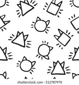 geometric figures cat face fun pattern line art