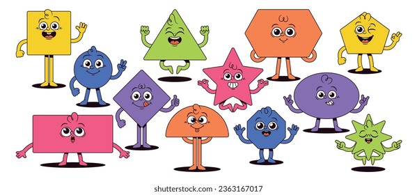Geometric Figures Characters Set Collection Of Shapes Square, Circle, Triangle, And Rectangle, Star, Rhombus