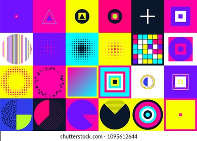 Geometric figures collection. Universal Vector colorful individual minimalistic forms. For Animation Logo Books Posters Stickers Web Patterns T-shirt etc