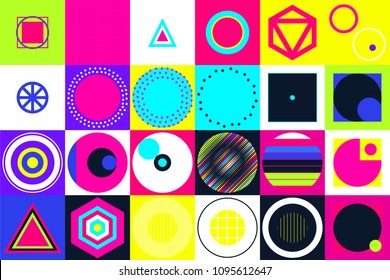 Geometric figures collection. Universal Vector colorful individual minimalistic forms. For Animation Logo Books Posters Stickers Web Patterns T-shirt etc