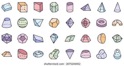 Color de las figuras geométricas conjunto de iconos simple de doodle vectorial