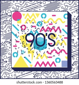 geometric figures colors ninetys patterns square frame