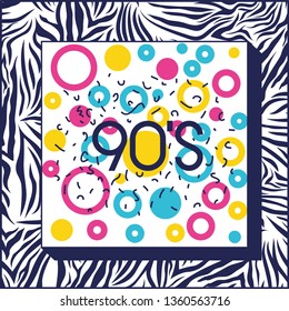 geometric figures colors ninetys patterns square frame