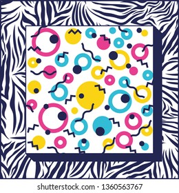 geometric figures colors ninetys patterns square frame
