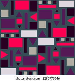 geometric figures of different sizes and pink and gray color on a dark color