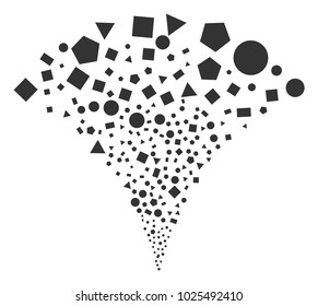 Geometric Figures fireworks fountain. Vector illustration style is flat iconic symbols. Object fountain made from random symbols as geometric figures fireworks.