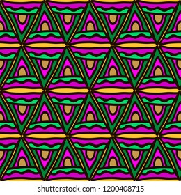 Geometric figures of green and pink