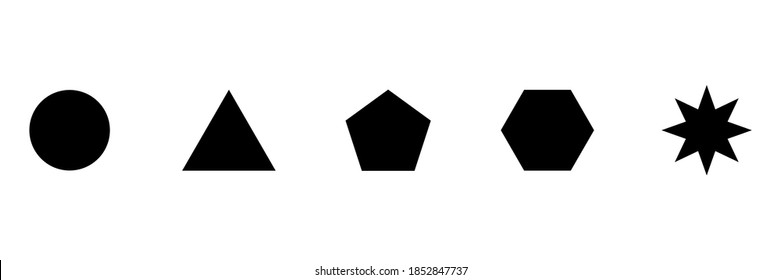 Geometric figures icon set. Black silhouette collection basic shape isolated on white