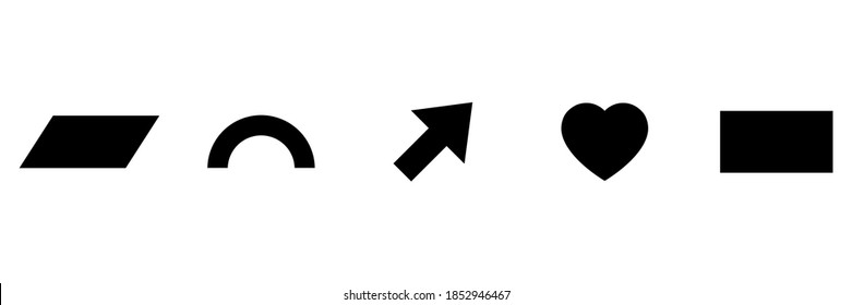 Geometric figures icon set. Black silhouette collection basic shape isolated on white