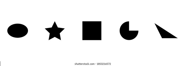 Geometric figures icon set. Black silhouette collection basic shape isolated on white