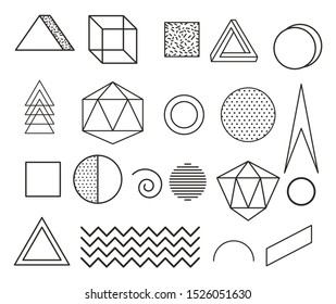 Geometric figures icon set design, Memphis style abstract trendy 90s and creative theme Vector illustration