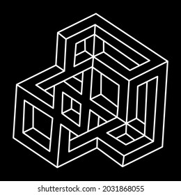 Geometric figures. Impossible shapes. Web design element. Optical illusion object. Line design.