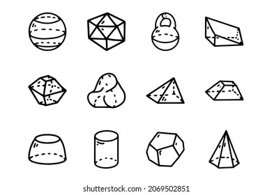 Geometric figures line vector doodle simple icon set