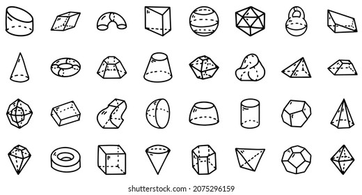 Juego de iconos simples de doodle de línea de figuras geométricas