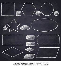 Geometric figures on chalkboard background. Chalk drawn illustration. 