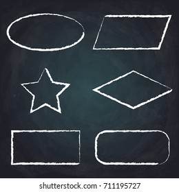 Geometric figures on chalkboard background.Chalk drawn illustration. 