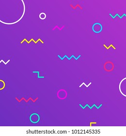 Geometric figures on gradient background. Colorful circles and lines. Flat design. Minimalistic design. Poster or banner. Vector illustration