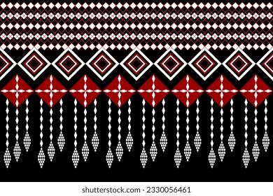 Geometric figures are put together to form a background pattern fabric pattern white black red for book covers gifts.