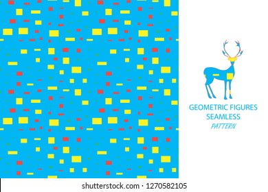 Geometric figures seamless pattern. Deer.