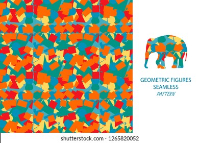 Geometric figures seamless pattern. Elephant.