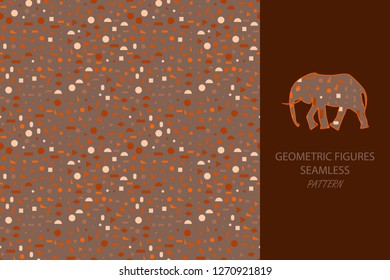 Geometric figures seamless pattern. Elephant.