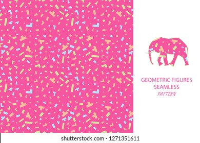 Geometric figures seamless pattern. Elephant.