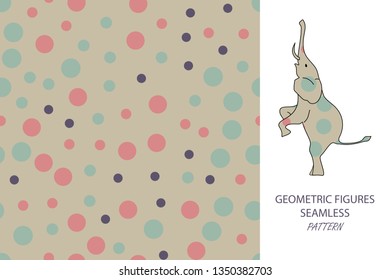 Geometric figures seamless pattern. Elephant.