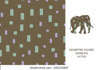 Geometric figures seamless pattern. Elephant.
