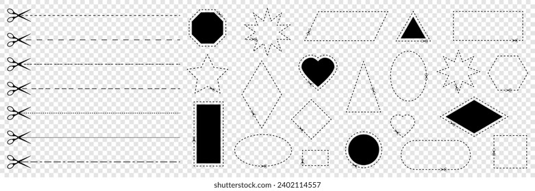 Cifras geométricas. Está diseñado para niños. Con contorno para cortar. Corta aquí. Ilustración del vector 