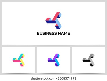 Design de logotipo de moinho de vento de aleta geométrica