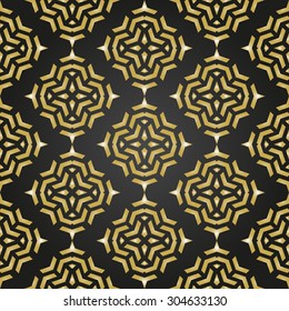 Geometric fine abstract vector background. Seamless modern black and golden pattern