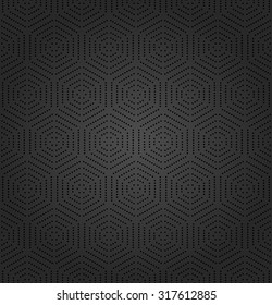 Geometric fine abstract vector background. Seamless modern pattern with dotted black hexagons