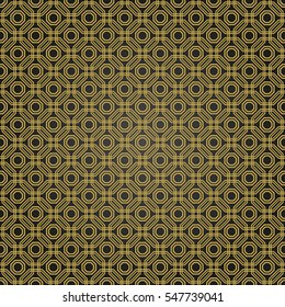 Geometric fine abstract vector octagonal background. Geometric abstract ornament. Seamless modern black and golden pattern