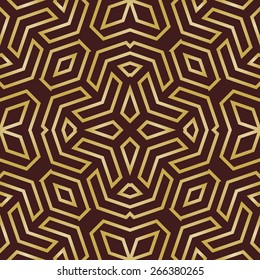Geometric fine abstract vector pattern. Seamless modern texture for wallpapers and backgrounds. Brown and golden colors