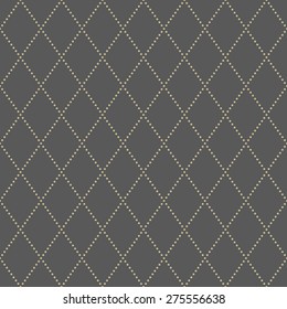 Geometric fine abstract vector pattern with golden diagonal dotted lines. Seamless modern texture for wallpapers and backgrounds.