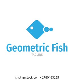 Diseño del logotipo geométrico FIsh, icono del delfín, icono del atún, diseño creativo de peces planos, concepto de diseño de animales geométricos