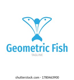 Diseño del logotipo geométrico FIsh, icono del delfín, icono del atún, diseño creativo de peces planos, concepto de diseño de animales geométricos