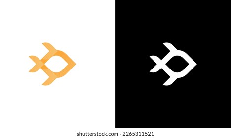 geometric fish logo design monogram icon style template