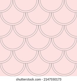 Geometric fish scale pattern, pink seamless repeat background, minimalist vector wallpaper.