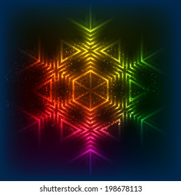geometric flaming vector rainbow snowflake