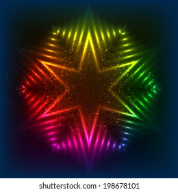 geometric flaming vector rainbow star