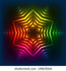 geometric flaming vector rainbow star